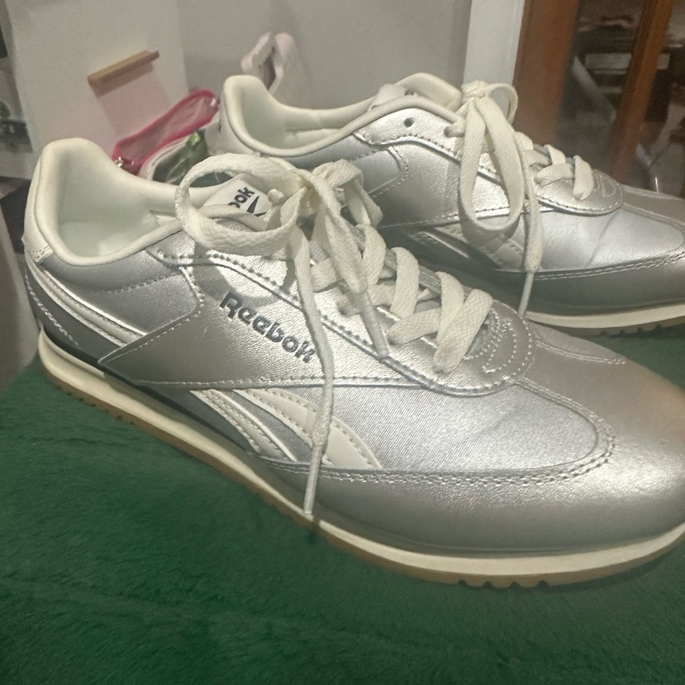 Reebok Metallic Silver Sneakers NWOT
